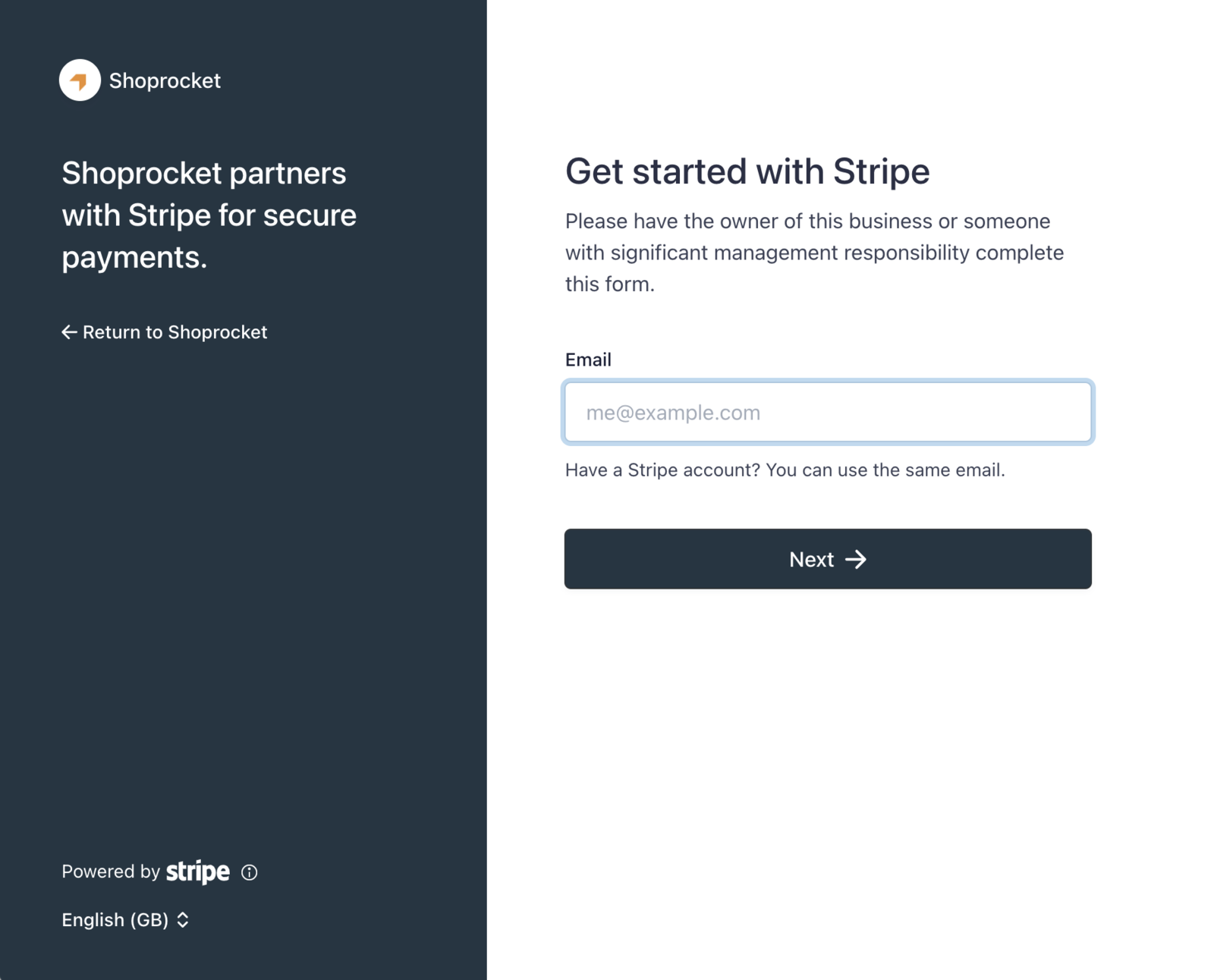 Login or connect your Stripe account